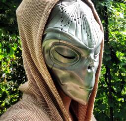 Futuristic Alien Mask Metallic Space Helmet, Cosplay Headpiece