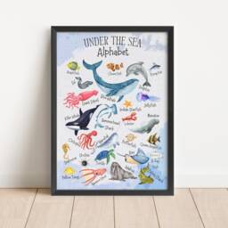 Ocean Alphabet Poster Watercolour Sea Animals Nursery Art Print - thumbnail 2