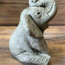 stone Garden Cute Sitting Trunk Up Baby Elephant Gift Ornament - thumbnail 2