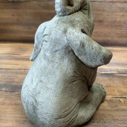 stone Garden Cute Sitting Trunk Up Baby Elephant Gift Ornament - thumbnail 3