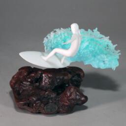 Surfer Sculpture By John Perry Statue On Burlwood 8In Long - thumbnail 4
