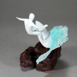 Surfer Sculpture By John Perry Statue On Burlwood 8In Long - thumbnail 3