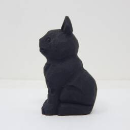 Black Cat Wooden Figurine - Hand-Carved Halloween Rustic Decor - thumbnail 2