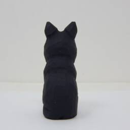 Black Cat Wooden Figurine - Hand-Carved Halloween Rustic Decor - thumbnail 3