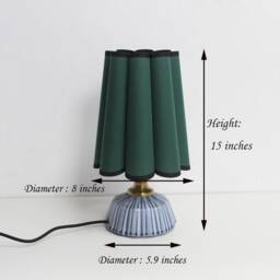 Handmade Dark Green Fabric Table Lamp Ceramic Base Home Decor-17# - thumbnail 2