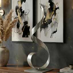 Abstract Metal Sculpture Silver Handcrafted Luxury Modern Home Decor, Indoor, Outdoor