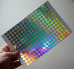 Iridescent A5 Sheet - Silver Rainbow Effect Polka Dots Peel & Stick Sticker Decal For Wall Art, Planner, Diary, Phone, Car, Celestial - thumbnail 1