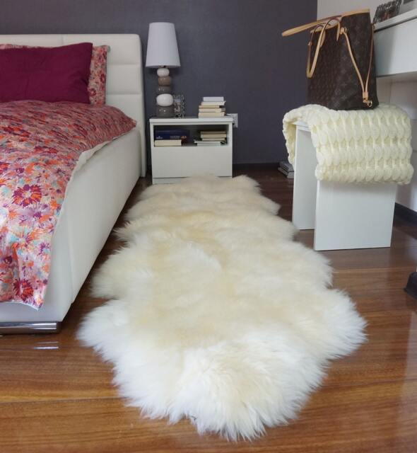 "Giant White Sheepskin Rug Genuine Leather Double Throw - 79"" X 32" - image 1