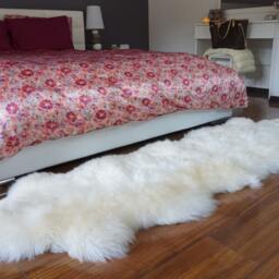 "Giant White Sheepskin Rug Genuine Leather Double Throw - 79"" X 32" - thumbnail 2
