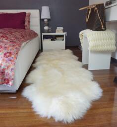 "Giant White Sheepskin Rug Genuine Leather Double Throw - 79"" X 32" - thumbnail 1