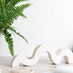 Handmade Concrete Candlestick Holder Wave Design, Holds Three Candles - thumbnail 2