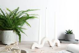 Handmade Concrete Candlestick Holder Wave Design, Holds Three Candles