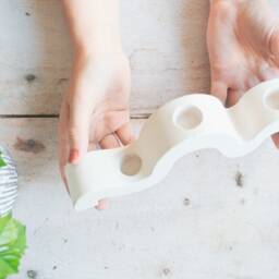 Handmade Concrete Candlestick Holder Wave Design, Holds Three Candles - thumbnail 3