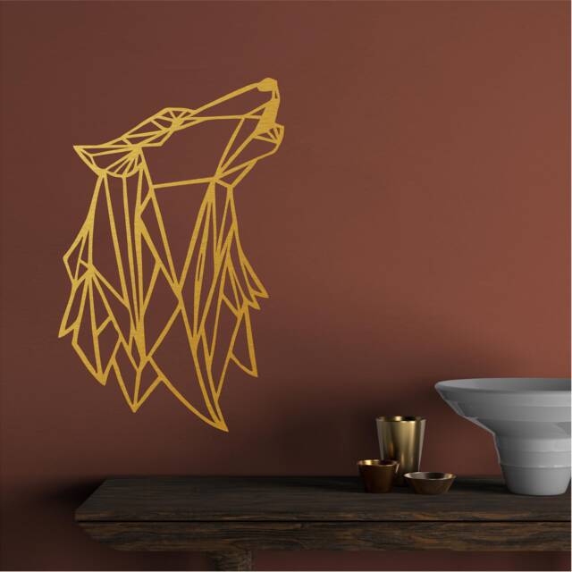 Geometric Howling Wolf Wall Art, Minimalist, Modern, Abstract, Decal, Mural, Transfer, Boho -G059 , 5 Sizes, 36 Colour Options - image 1