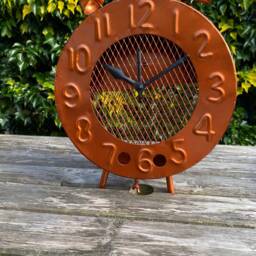 Metal Bird Feeder Hanging Clock Feeding Display Wildlife Gift Garden Decor Decoration Copper Effect - thumbnail 2