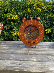 Metal Bird Feeder Hanging Clock Feeding Display Wildlife Gift Garden Decor Decoration Copper Effect