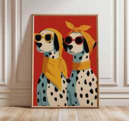 Dalmatian Pop Art Print, Retro Mid-Century Modern Animal Illustration