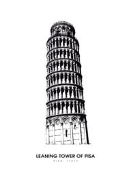 Leaning Tower Of Pisa - Ink Drawing Print Pisa, Italy - thumbnail 2