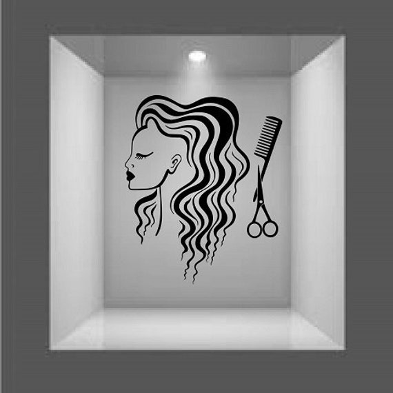 In-Style Decals Wall Vinyl Decal Home Decor Art Sticker Hair Salon Girl Face Stylish Haircut Dresser Tools Removable Design 18 - image 1