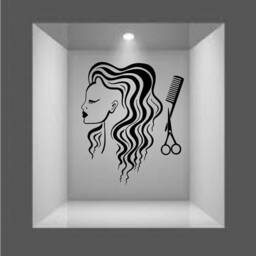 In-Style Decals Wall Vinyl Decal Home Decor Art Sticker Hair Salon Girl Face Stylish Haircut Dresser Tools Removable Design 18 - thumbnail 1