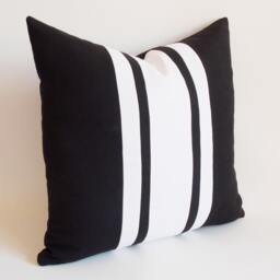 Black & White Striped Pillow Cover 20'' Cotton Canvas Throw - thumbnail 2
