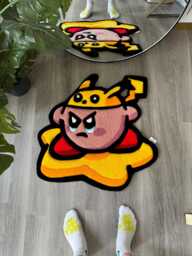 Kirby With Pikachu Hat Handmade Tufted Custom Rug