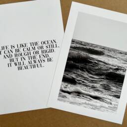 Sea Waves Print Set, Black & White Sea, Ocean Quote, Calming Bathroom Wall Art Calm Print, Bathroom, Wc Print - thumbnail 3