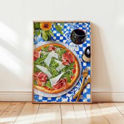 Pizza Poster, Italian Food Print, Kitchen Wall Art, Slice Decor, Italy Foodie Gift Print - thumbnail 1