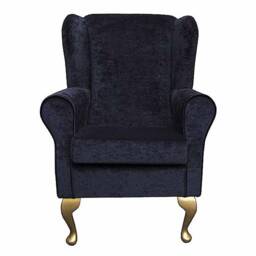 Handmade Wingback Fireside Chair Black Velvet Accent Chair - thumbnail 2