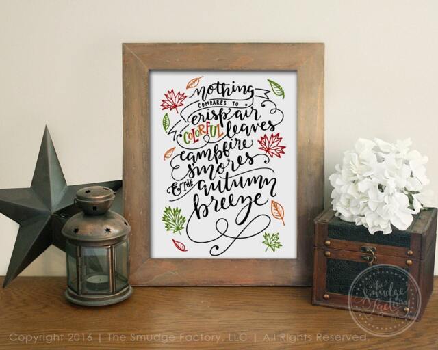 Fall Quote Printable, Hand Lettered Autumn Leaves, Diy Wall Art - Digital Download - image 1