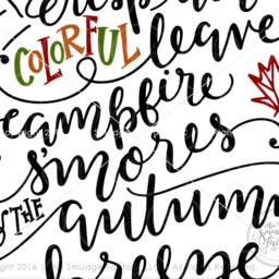 Fall Quote Printable, Hand Lettered Autumn Leaves, Diy Wall Art - Digital Download - thumbnail 3