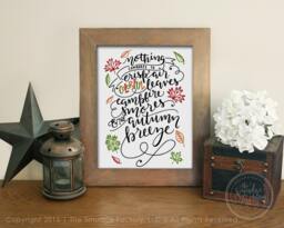 Fall Quote Printable, Hand Lettered Autumn Leaves, Diy Wall Art - Digital Download - thumbnail 1