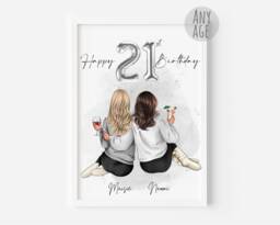 Personalised Birthday Print, Sister Best Friend Mum Cousin 16Th 18Th 21st 30Th 40Th 50Th 60Th Gift - thumbnail 1
