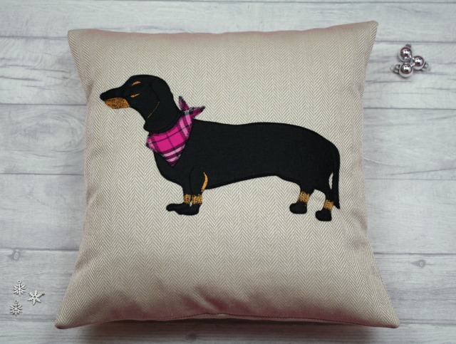 Dachshund Cushion, Sausage Dog Pillow, Lovers Gift, Motif, Pedigree Doxie - image 1