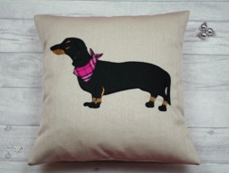Dachshund Cushion, Sausage Dog Pillow, Lovers Gift, Motif, Pedigree Doxie - thumbnail 1