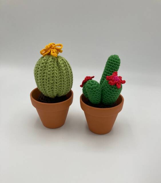 Crochet Mini Handmade Cactus With Flower, Pot, Fake Cactus, Housewarming Gift - image 1