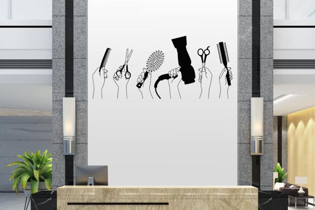 Hair Salon Wall Decal Stylist Tools, Beauty Shop Decor 2852 - image 1