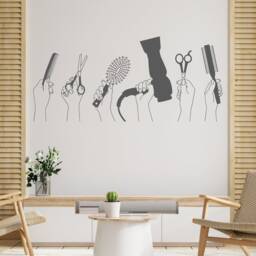 Hair Salon Wall Decal Stylist Tools, Beauty Shop Decor 2852 - thumbnail 2