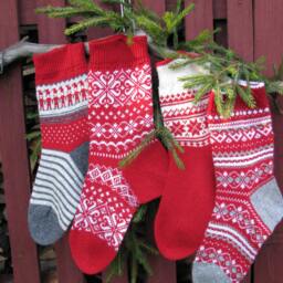 Knitted Christmas Stockings Set Of 4 Knit Holiday Santa Socks For Gifts Scandinavian Customized - thumbnail 3