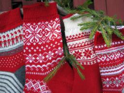 Knitted Christmas Stockings Set Of 4 Knit Holiday Santa Socks For Gifts Scandinavian Customized
