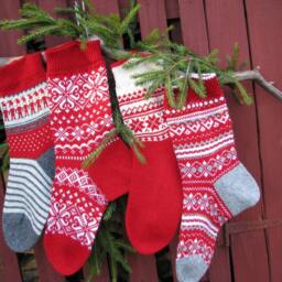 Knitted Christmas Stockings Set Of 4 Knit Holiday Santa Socks For Gifts Scandinavian Customized - thumbnail 2