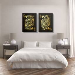 Gold King & Queen Of Clubs Canvas Art Prints, Couple Gift - thumbnail 2