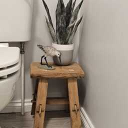 Rustic Wooden Milking Stool, Bench, Reclaimed Teak - thumbnail 3