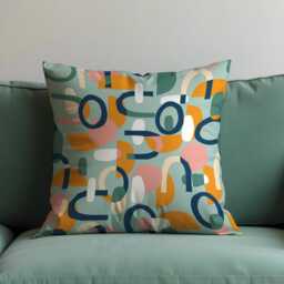 Modern Abstract Geometric Cushion Cover, Colorful Mid-Century Throw Pillow Contemporary Home Decor - thumbnail 4