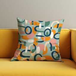 Modern Abstract Geometric Cushion Cover, Colorful Mid-Century Throw Pillow Contemporary Home Decor - thumbnail 1