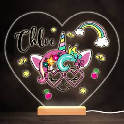 Unicorn With Heart Glasses Colourful Personalised Gift Lamp Night Light - Bedroom - thumbnail 1