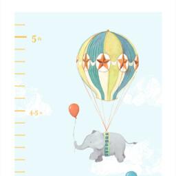 High Flying Elephants Growth Chart - Neutral Peel-And-stick Wall Decal Mej - thumbnail 2