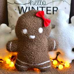 Gingerbread Girl Pillow - Christmas Decor Gift - Teddy Bookle Winter Woman Holiday - thumbnail 3