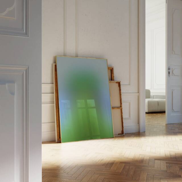 Sea Moss Gradient Art Print, Blue Green Aura Poster, Dreamy Modern Wall Art, Trendy Colorful Home Decor - image 1