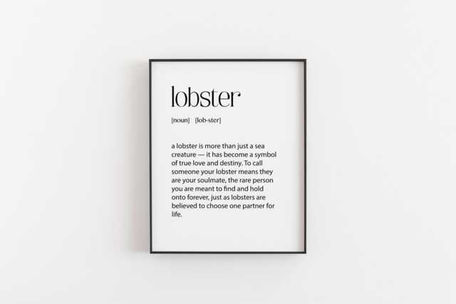 Anniversary Gift, Lobster Definition, Gifts For Him, Gift Her, Christmas Birthday Her - Romantic Wall Art - image 1